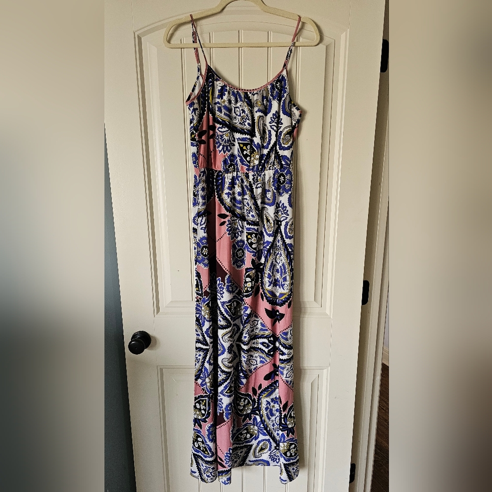 Banana Republic Vintage Pink and Blue Paisley Maxi Dress
